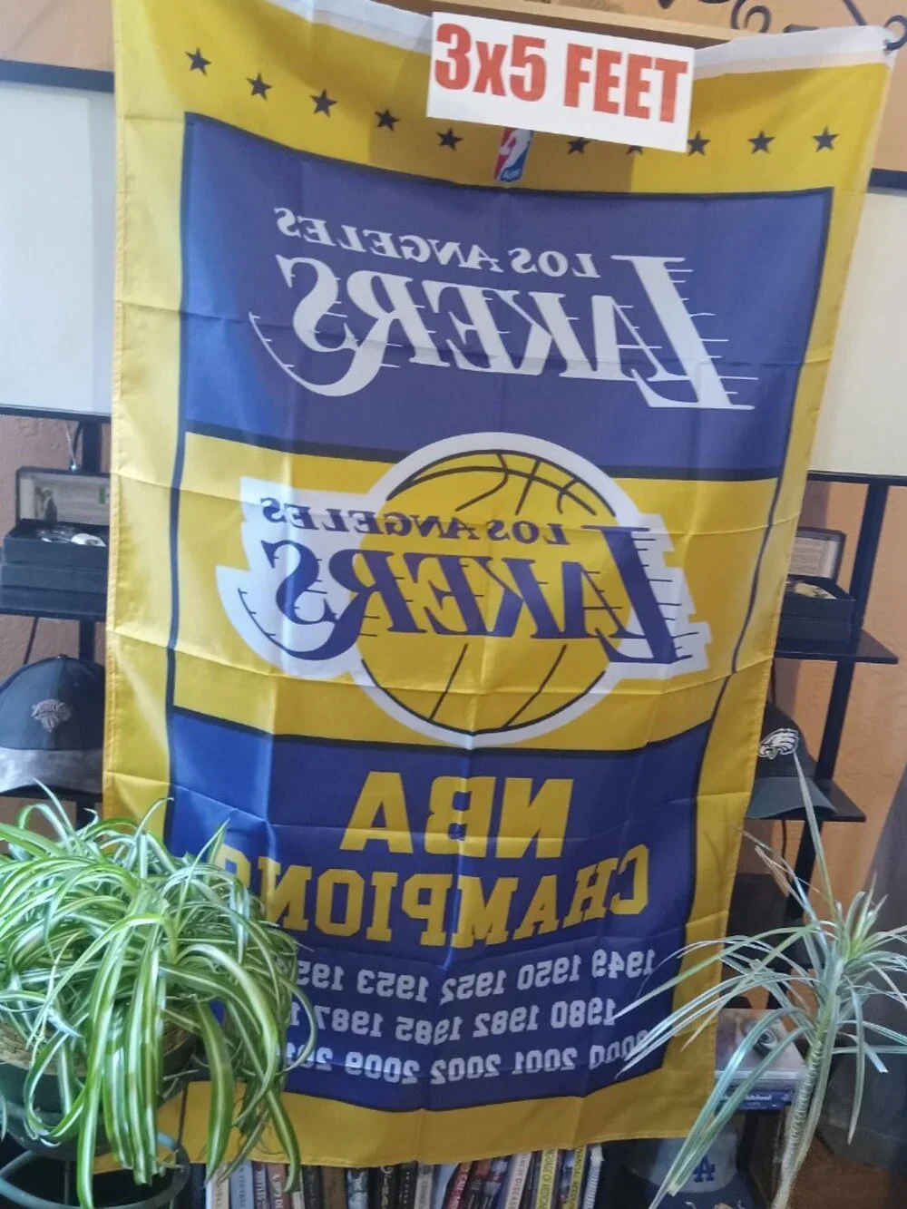Los Angeles Lakers Championships 3X5 Feet Flag Banner Pole or Wall Decor